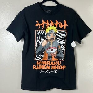 Naruto Shippuden Collection Black Tee Shirt Graphic Short Sleeve Anime Men’s M